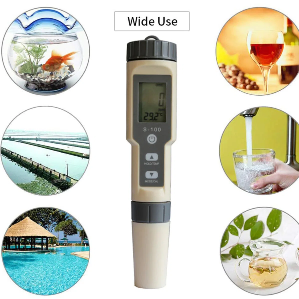 Lurrose Medidor de Salinidad Automático para Agua de Acuario y Estanque, Bolígrafo Multifuncional de Plástico Que Flota Superficie, Adecuado para Prueba de Calidad del Agua