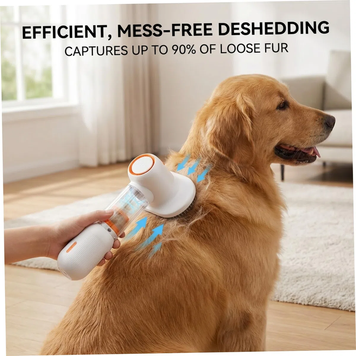 Cepillo de aspiradora para perros, 4 en 1, aseo de mascotas para perros y gatos con autolimpieza, diseño inalámbrico, herramienta de aseo para pelo corto y mediano