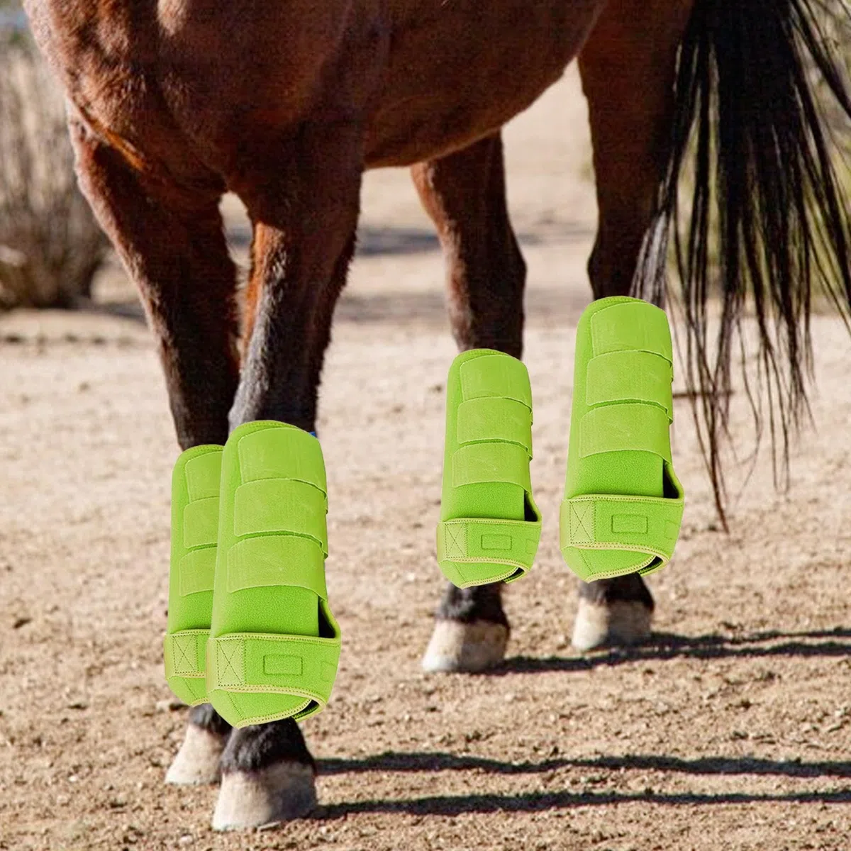 4 Piezas Protectores Piernas Caballo Botas Envolturas Almohadilla Neopreno Suaves Adecuadas para Y Paseos, Verde Claro, m