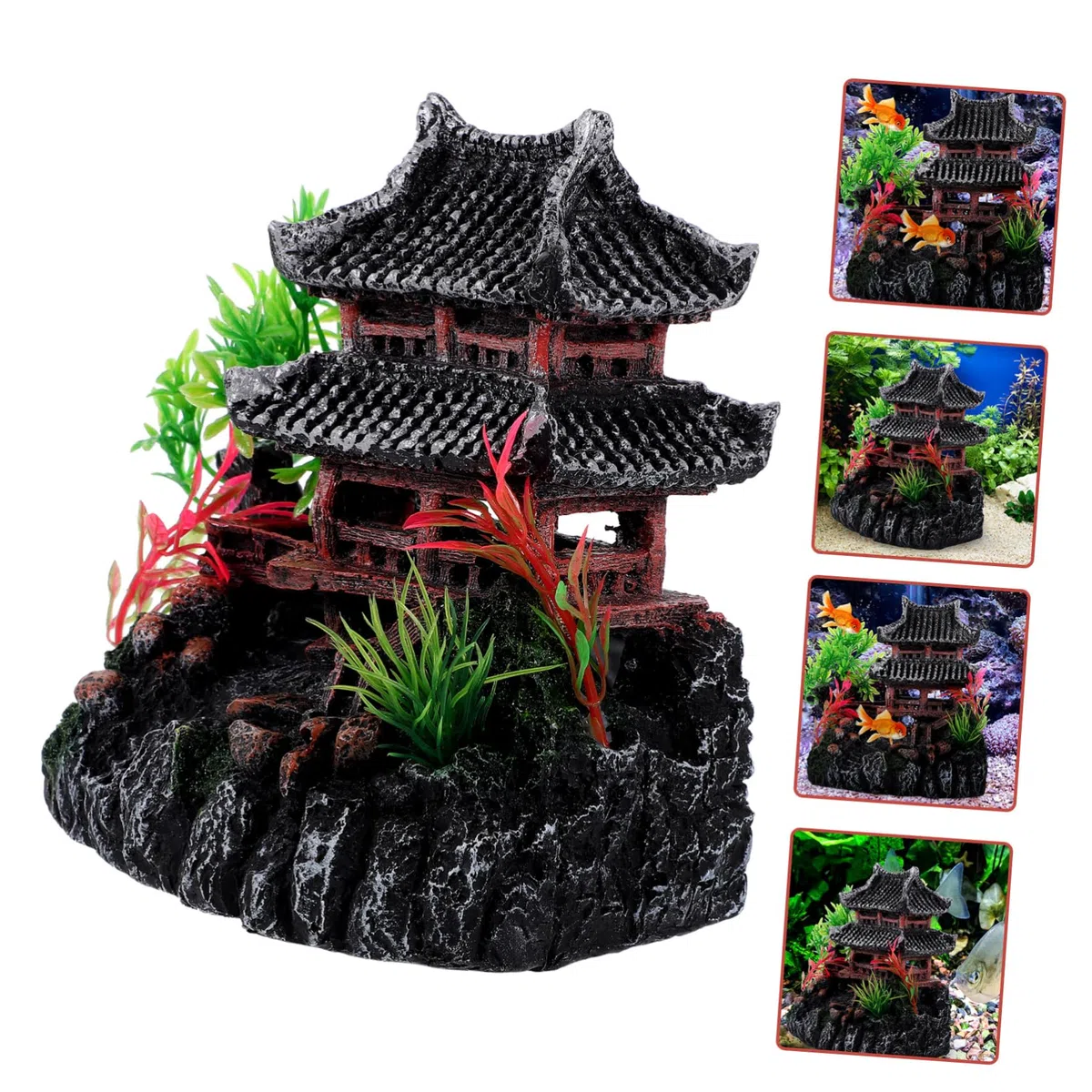 GANAZONO 3piezas Casa De Resina para Peceras Adorno Acuario Decorativo Refugio Natural para Peces Accesorio De Paisajismo Acuático para Decoración De Hogar y Oficina