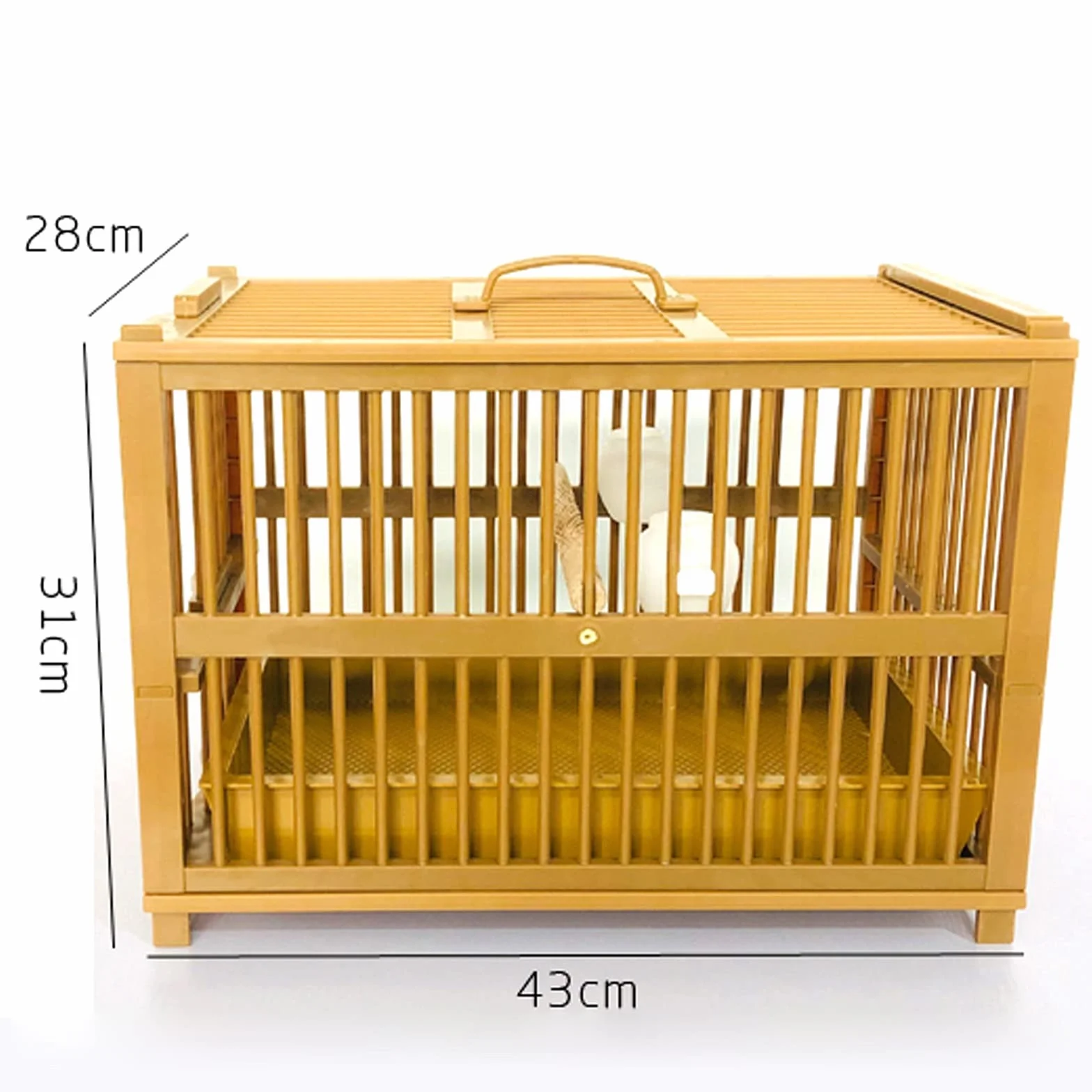 Jaula de pájaros Jaula de bambú Jaula de bañera de bañera Easy Clean Portable Portable Aviary Suministros de avión adecuados para pájaros pequeños Nido de Pájaro