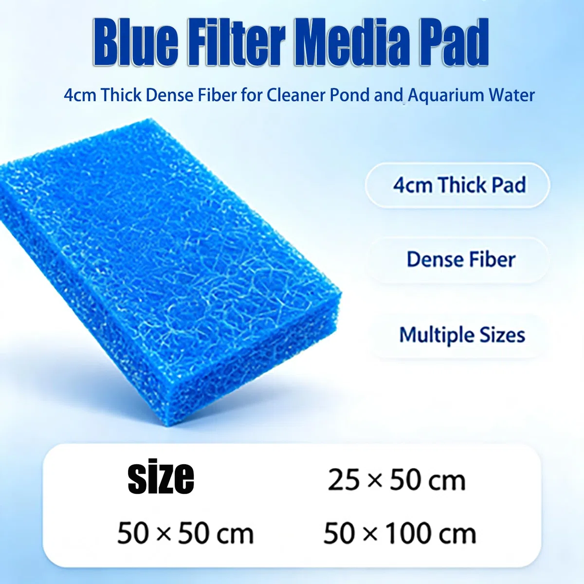 Alfombra filtrante de Fibra rígida Japonesa, algodón filtrante bioquímico Grueso de 4 cm, Reutilizable Lavable para acuarios y estanques de koi(Size:25 * 50cm-10pack)