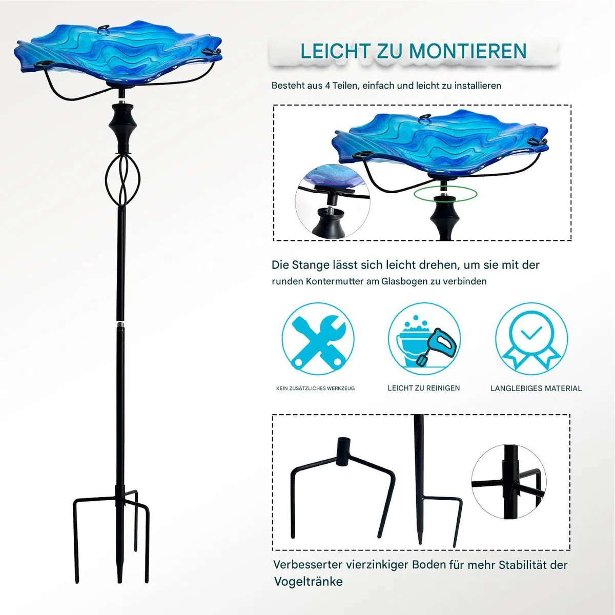 Bebedero para Aves de Exterior 81 cm Resistente y Duradero Accesorio Estilo | Fuente de Agua Para Pájaros para Alimentación de Loros Periquitos Aviarios Jardín Patio Parque y