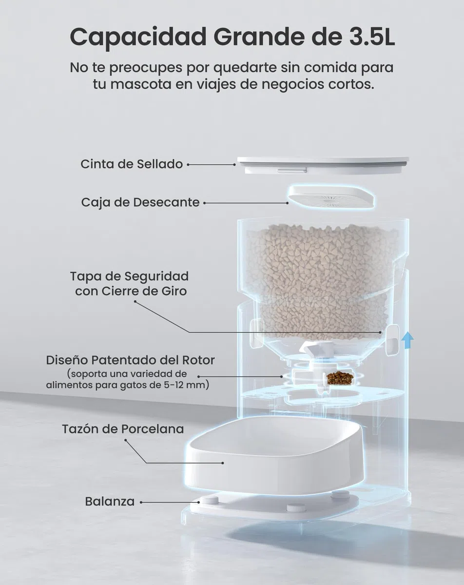 PETGUGU Comedero Gato Automático con App, Dispensador Comida Gatos Inteligente con Cámara y Voz, Temporizador y Cuencos Cerámicos