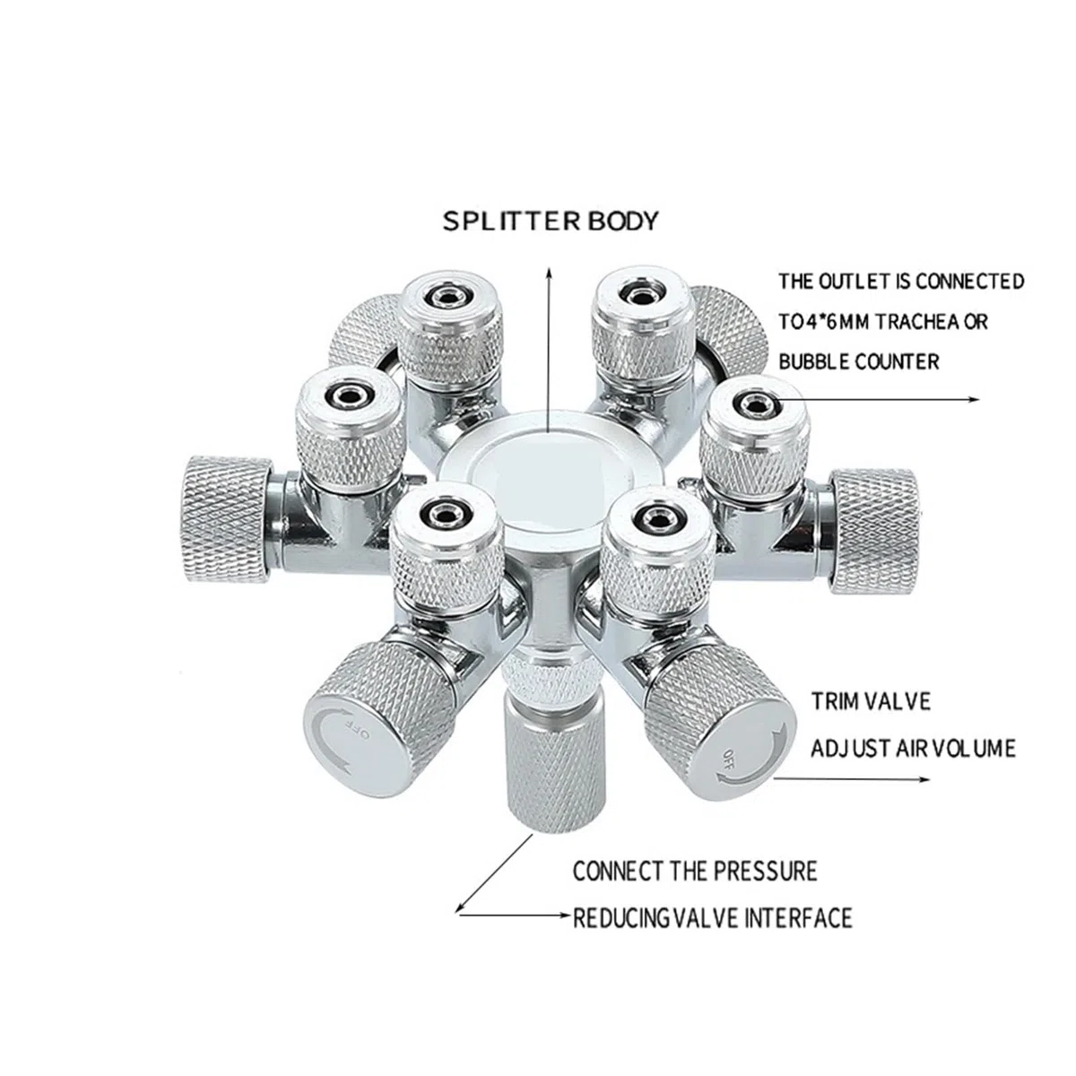 Separador de CO2 for Acuario multicanal Acero Inoxidable, válvula retención, generador for pecera, Accesorios reguladores(W02-02)