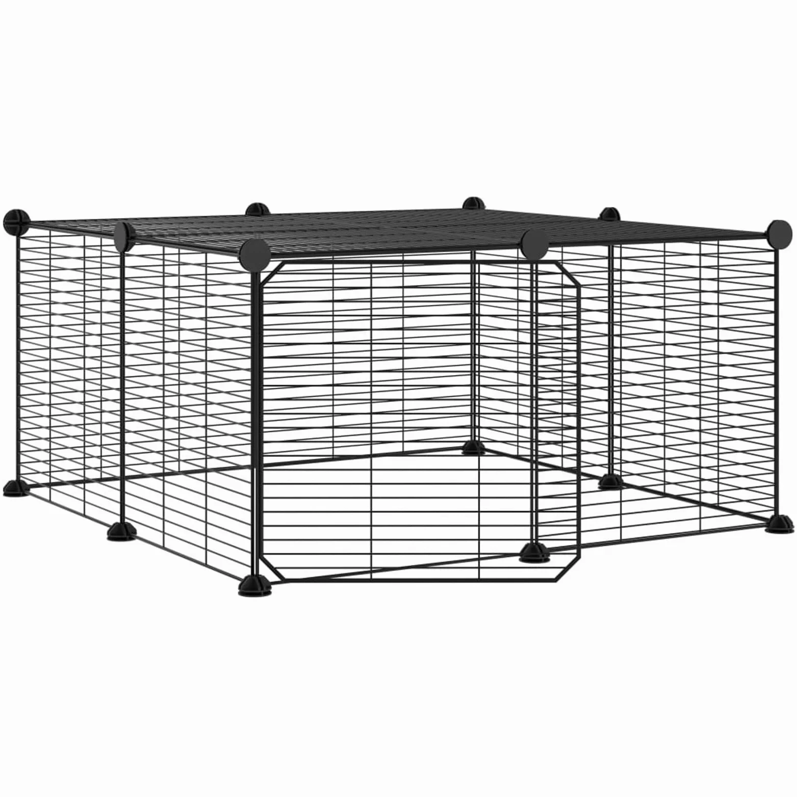 ZEYUAN Jaula para Mascotas de 12 Paneles Puerta, Jaulas para Conejos, Jaula Cobaya, Valla para Mascotas, Recinto para Conejos, Parque para Conejos, Cosas para Conejos, Acero Negro 35x35cm