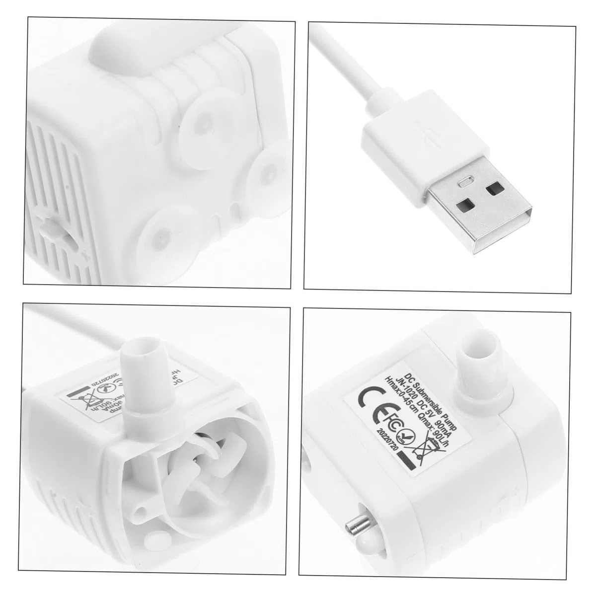 Mikikit Mini Bomba de Fuente para Gatos, Bomba de Repuesto Submersible ABS, Funcionamiento Silencioso, Cable USB, para Dispensador de Agua