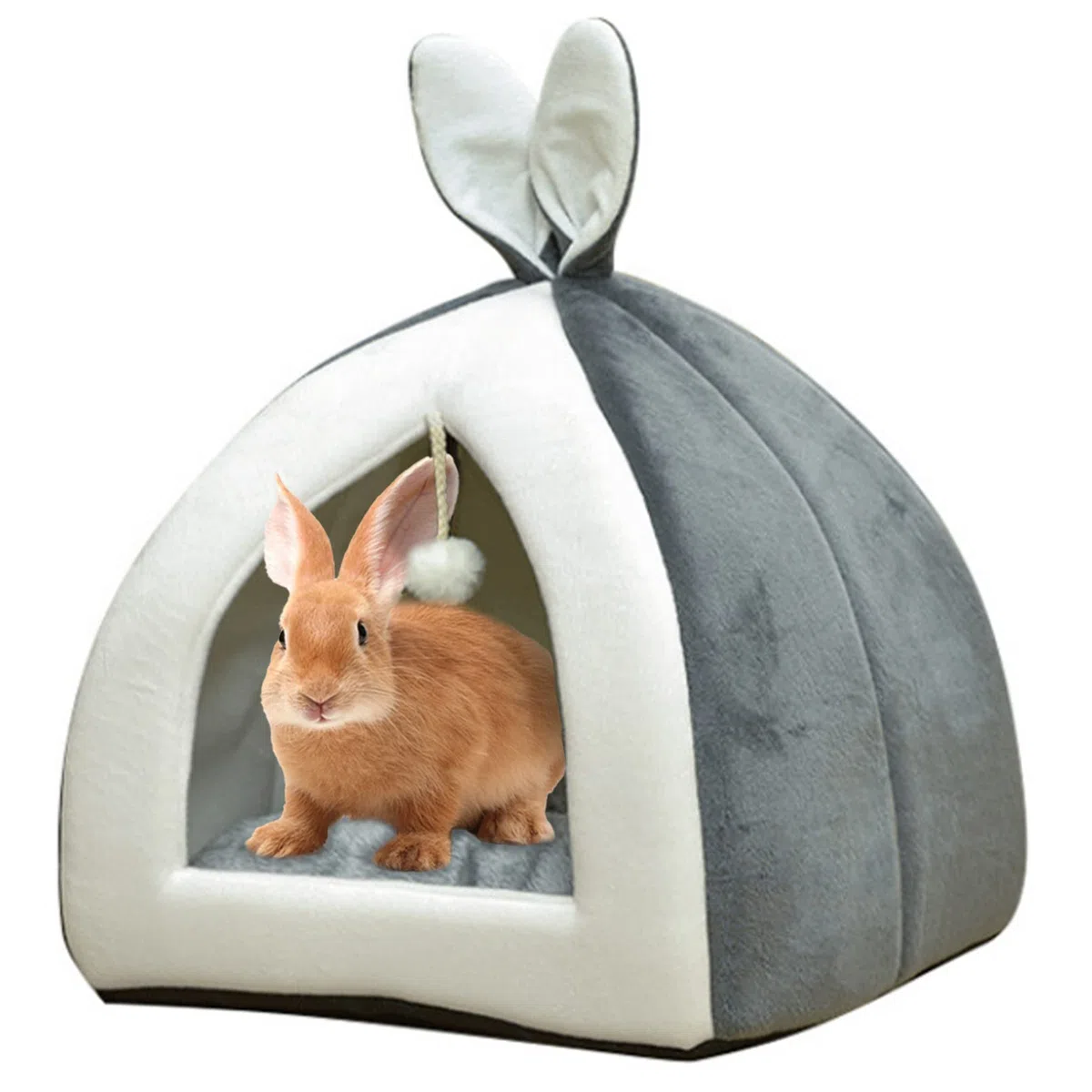 Fhiny Cama de conejo, acogedora cueva de conejillo de indias, bonita cama de conejo, casa grande, nido de invierno, jaula de conejo enano, accesorios para chinchilla, hurón, erizo u otros animales