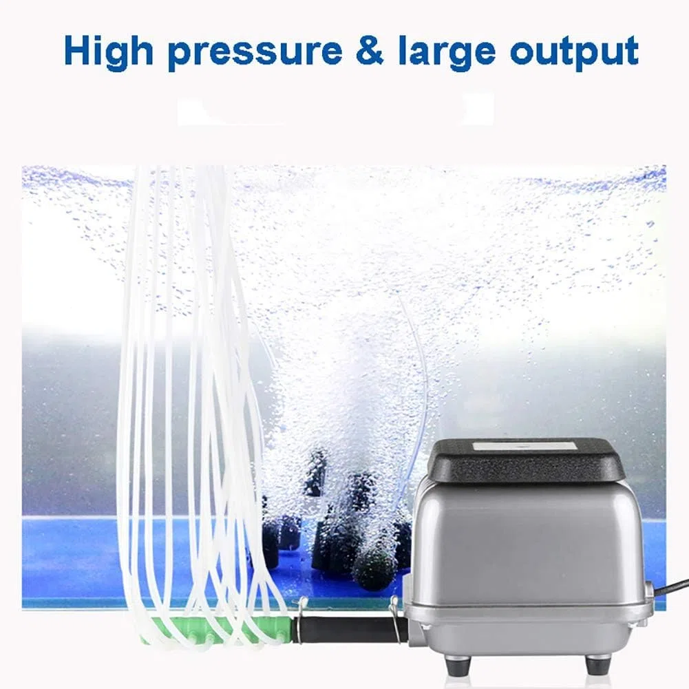 Bomba De Aire Eléctrica con Cable, Aleación De Aluminio Hjb120 Zl, Diseño Lubricante Sin Aceite, para Acuario, Peces Tk, Estanque, Tk Séptico, Hidroponía - Hast, Silver, Black, HJB120