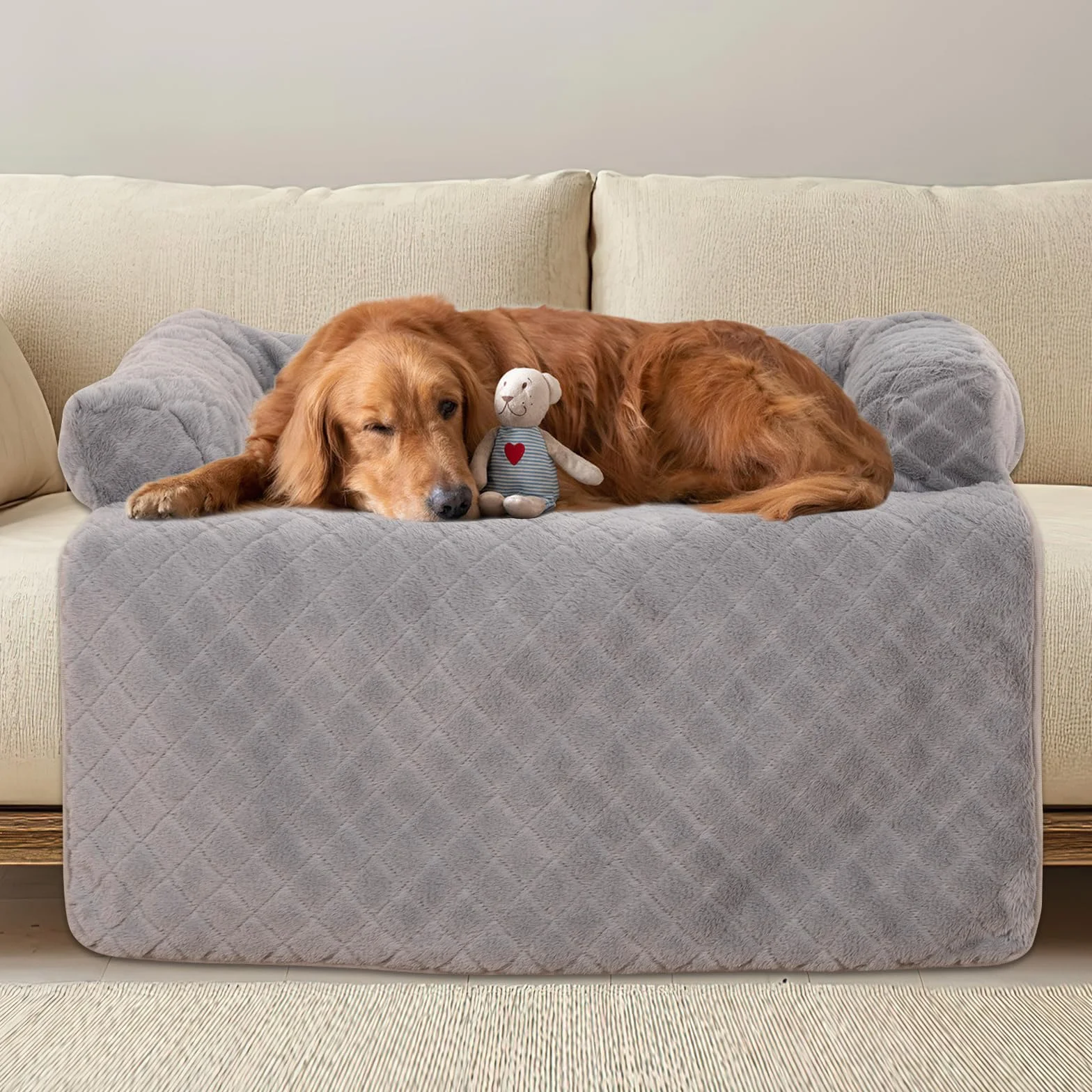 PAWBOSE Cama para perro para sofá, 100x88cm Cama grande para perros Manta grande para sofá, Protector de sofá lavable y antideslizante, Funda para perros para perros pequeños, medianos y grandes, Gris