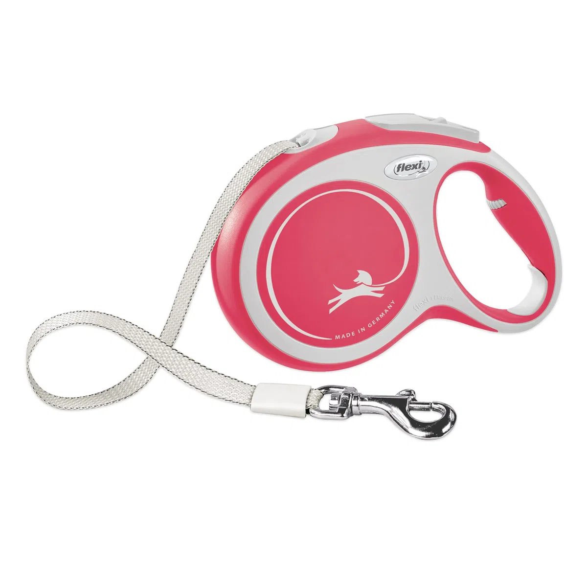 flexi New Comfort - Correa retráctil para Perro (Cinta), para Perros de hasta 132 Libras, 26 pies, Grande, Rojo/Pastel