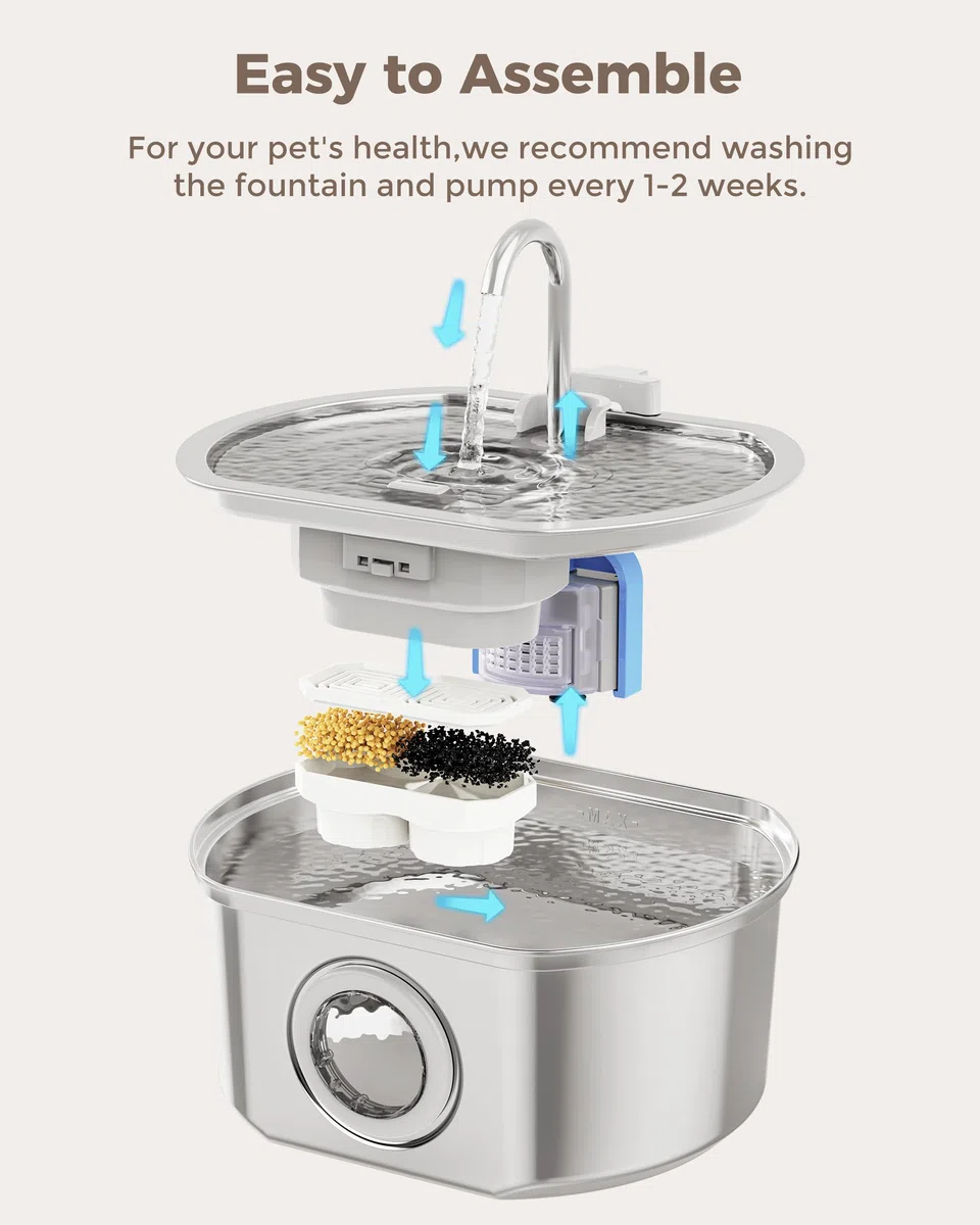 Neareal Bomba de agua de repuesto para fuente de agua para gatos, dispensador automático de agua para perros de 3,2 L