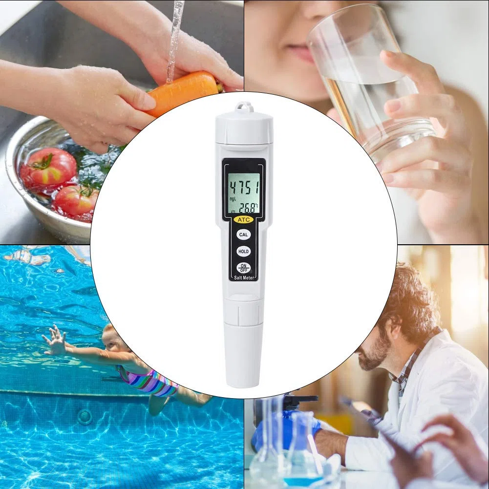 Probador digital portátil de salinidad, pantalla LED de alta precisión para piscina de agua salada y acuicultura