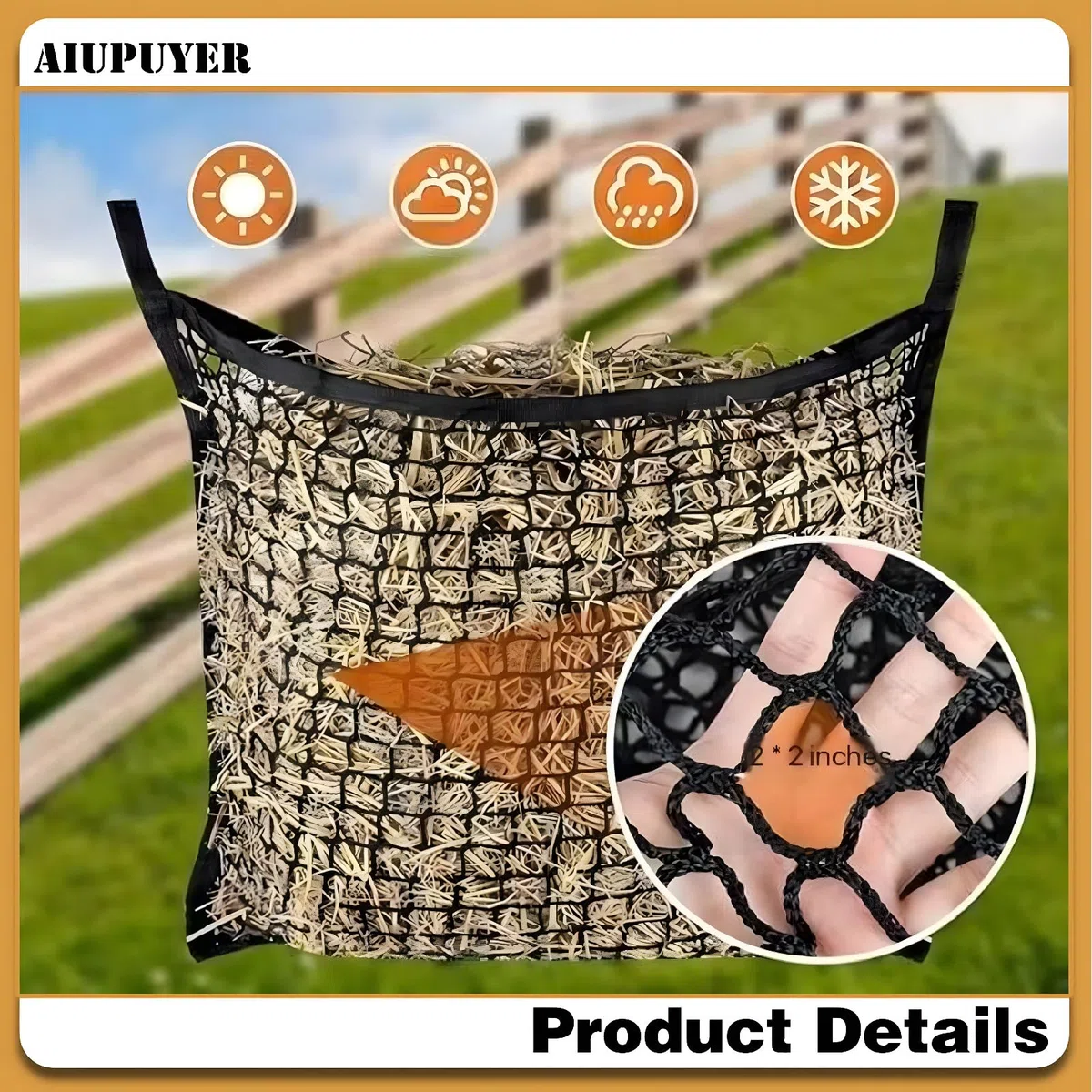 1PCS Redes de heno, Tote Premium Oxford Cloth Bolsa de alimento para Caballos Fácil de Colgar Bolsa de heno alimentador heno de Cabra Red de heno agujereada para Caballos, para Caballos Ganado Ovejas
