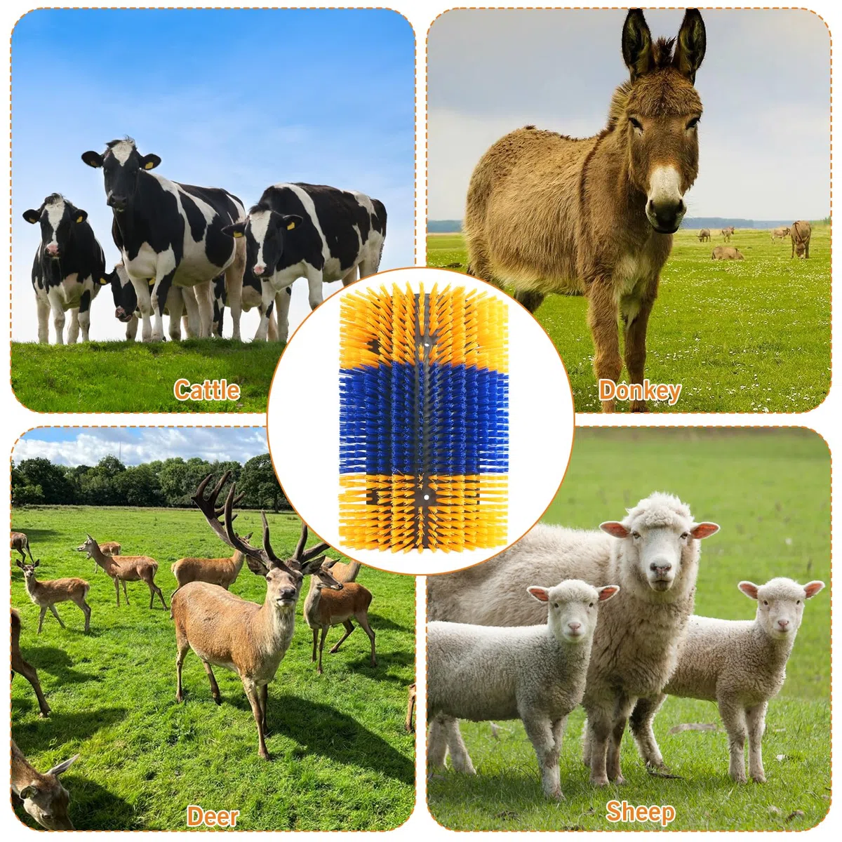 Cepillo rascador de ganado, cepillo grande mejorado de cabra, cepillo rascador de vacas, herramienta antipicazón, cepillo de masaje para ganado con 12 tornillos para caballos, cabras, ganado,