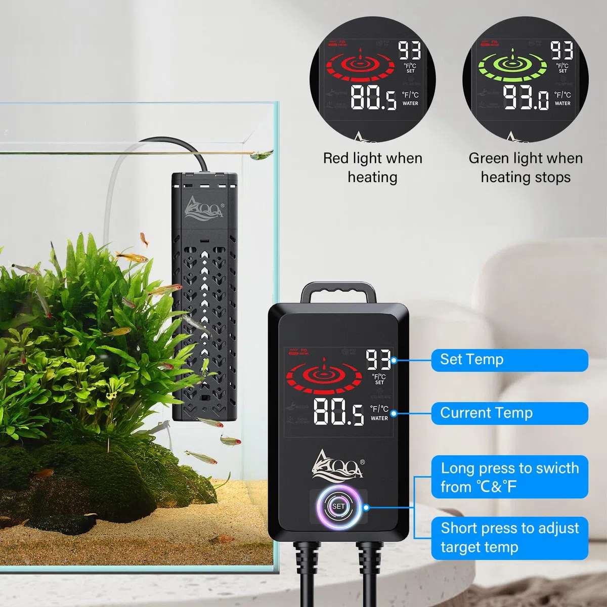 AQQA Calentador de acuario (1200 W)