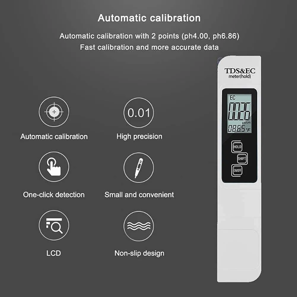 Precise Digital Multiparameter Water Quality Test Meter, for Testing, Drinking Water,Indoor,Pool,Hydroponics, Aquarium Swimming (White/Yellow) Practical Water Quality Detector