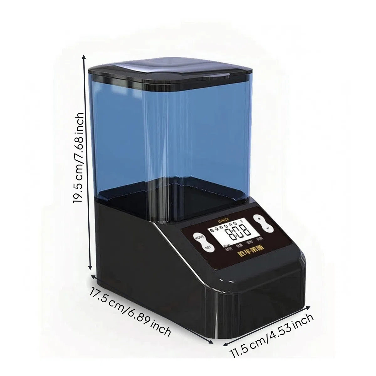 Alimentador Automático Peces Programable Alimentador Peces con Tolva Transparente Ajustable para s, Negro
