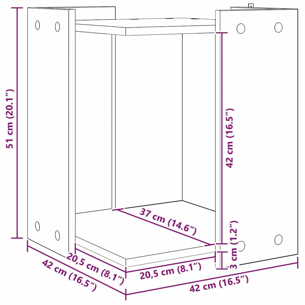 vidaXL Cubículo para Caja de Arena de Gato Roble Negro 42 x 42 x 51 cm
