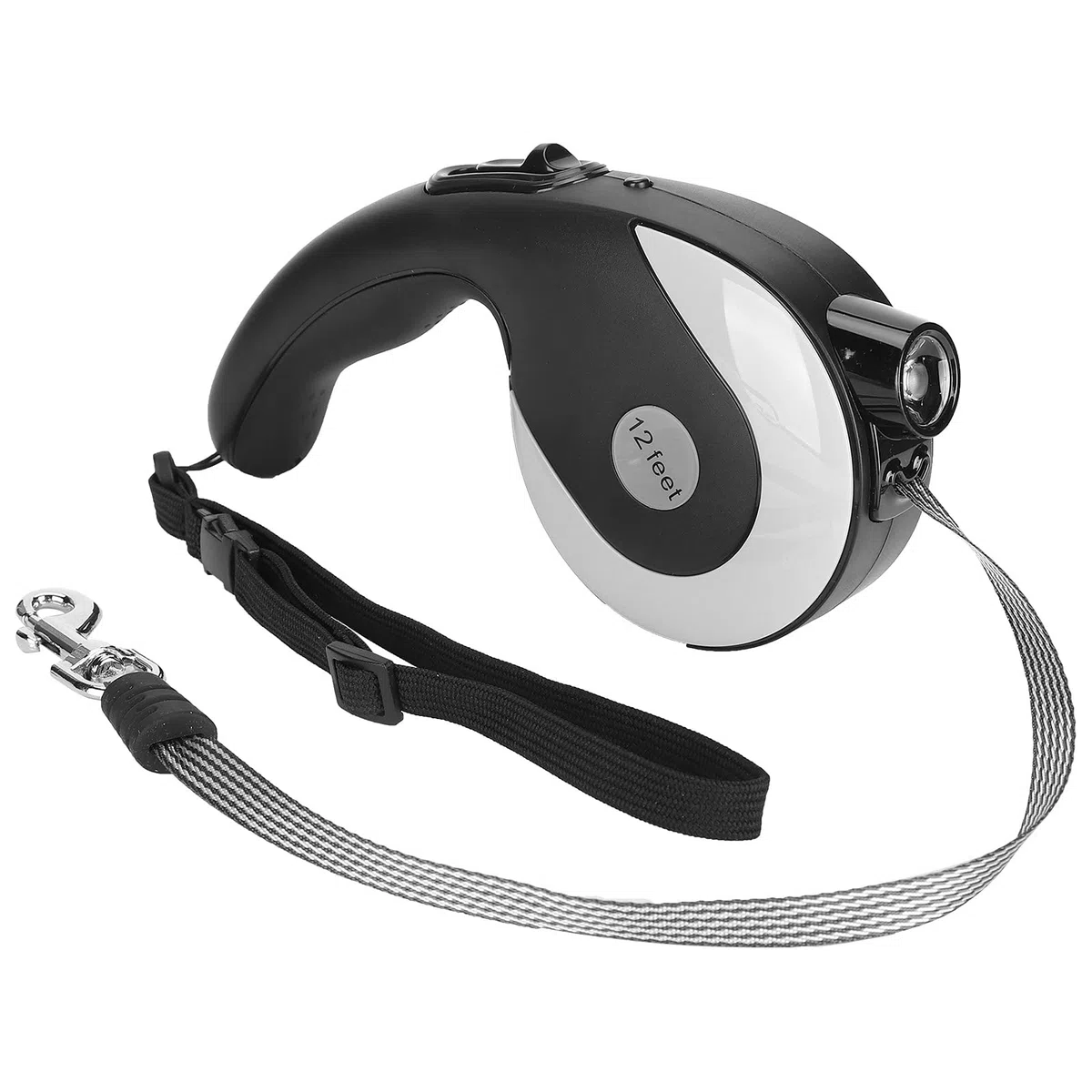 Correa retráctil para Mascotas Mango Antideslizante Luz LED Paseos Perros aplicables (Negro Gris)
