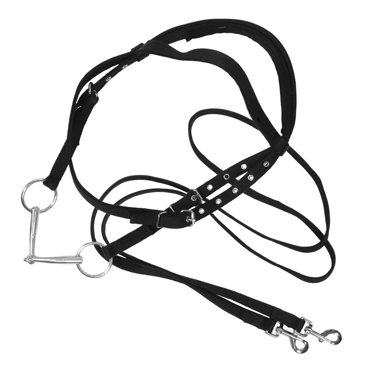Cabestro de Cuerda para Caballo Negro Pequeño de Nylon para Montar