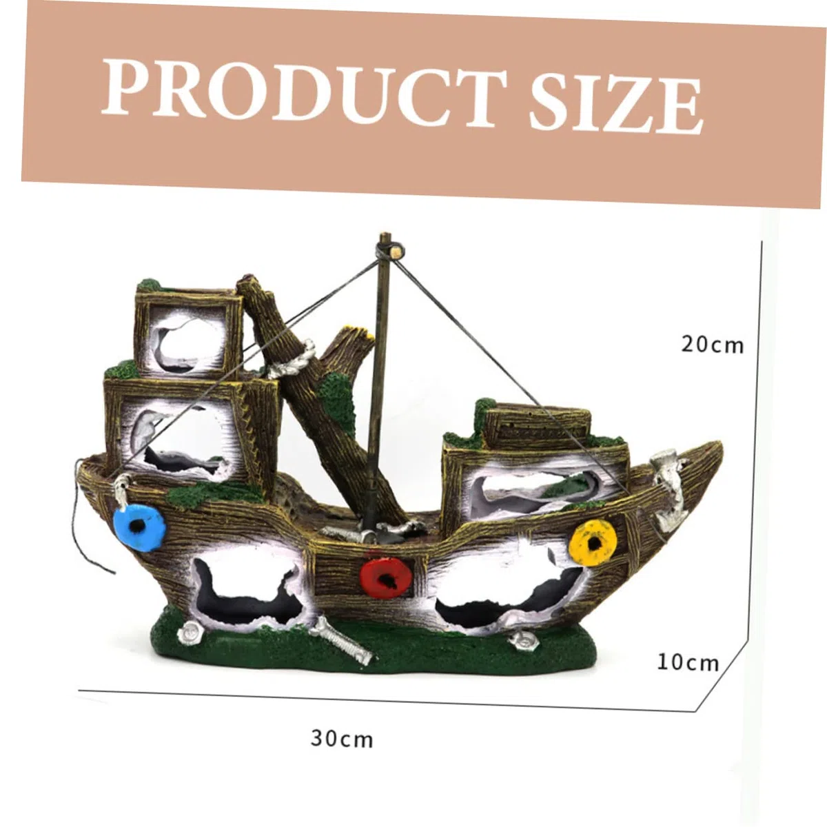 Acuario Decoración De Pecio De Barco Pirata Adorno para Acuarios Paisaje Marino Creativo Accesorio para Peces y Camarones