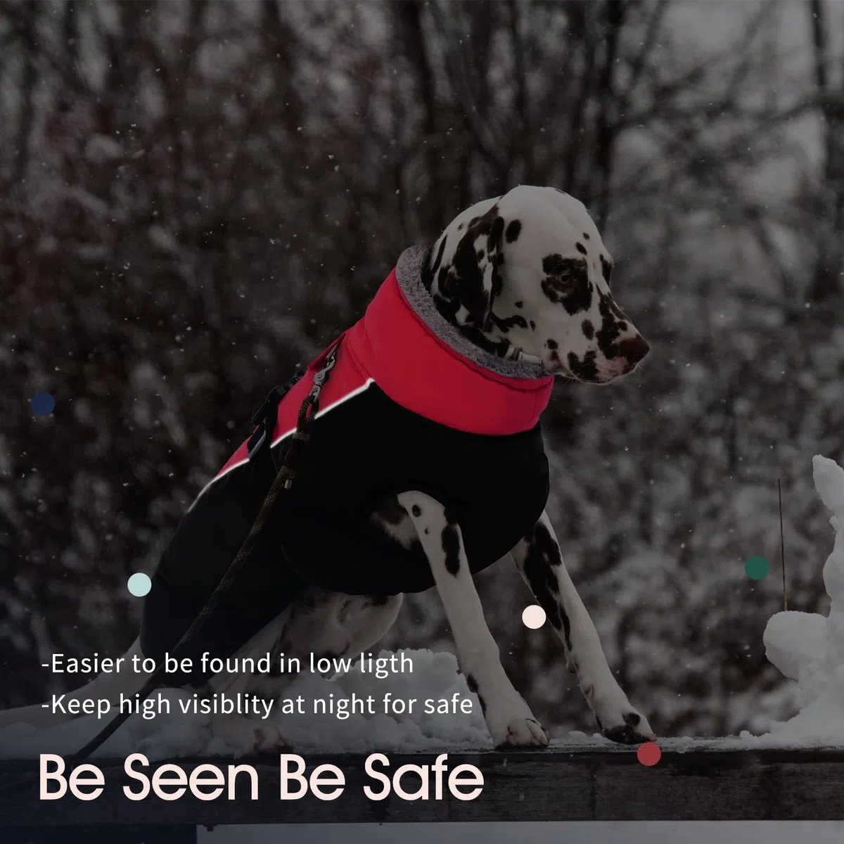 IECOii Abrigo extra cálido para perro, reflectante, ajustable, abrigo de invierno para perro con hebilla, chaqueta de forro polar con cuello alto para clima frío, abrigo de invierno suave para perros
