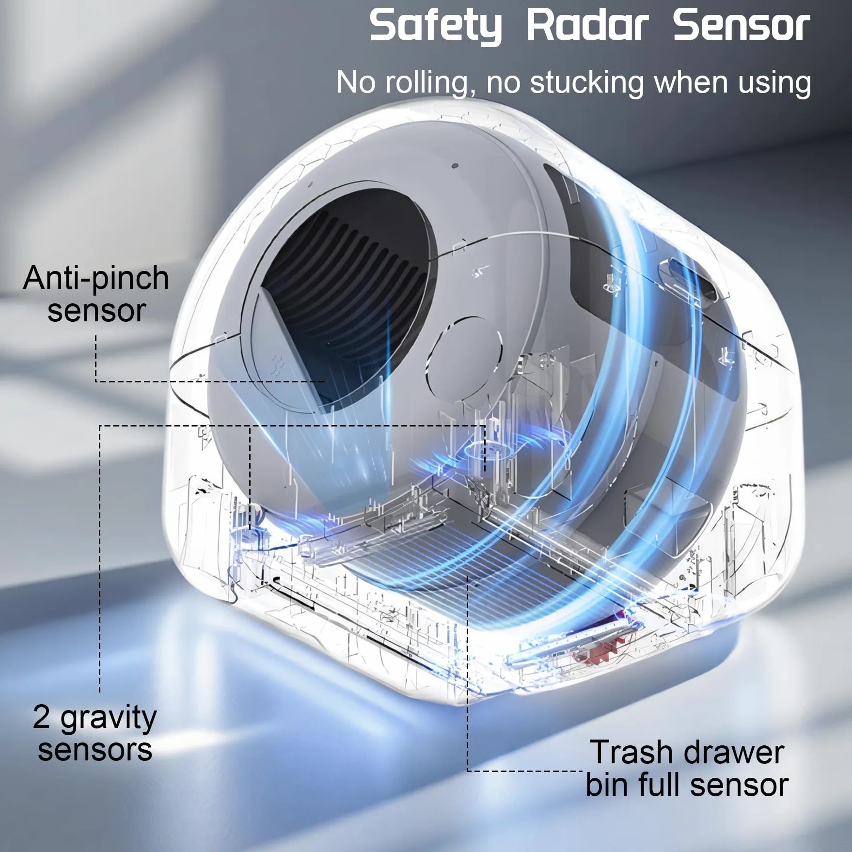 Arenero Gatos Autolimpiable, Caixa de Areia para Gatos Automatico 76L, Protección de Seguridad/Control de Aplicaciones/Inodoro/Iluminación Ambiental, Arenero Automatico para Varios Gatos
