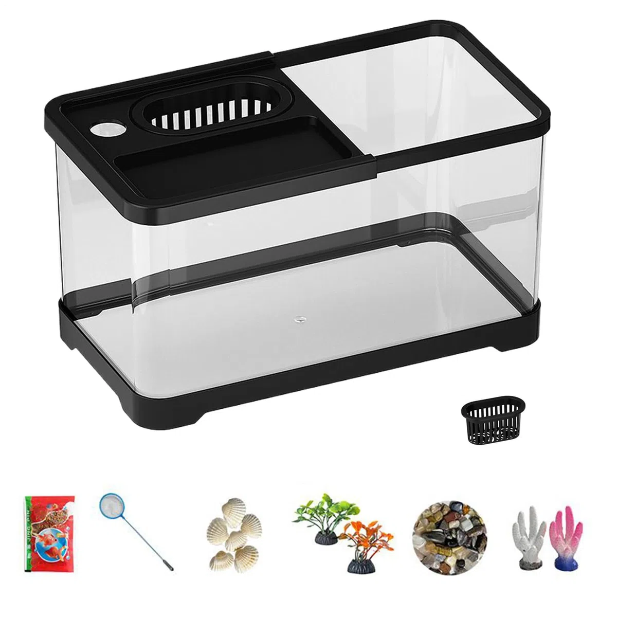 Kit Acuario Pequeño Acuario Compacto con Decoración De Paisaje Submarino | Accesorios decorativos LED para kit de acuario pequeño Para habitación infantil, escritorio, salón, decoraciones de pecer