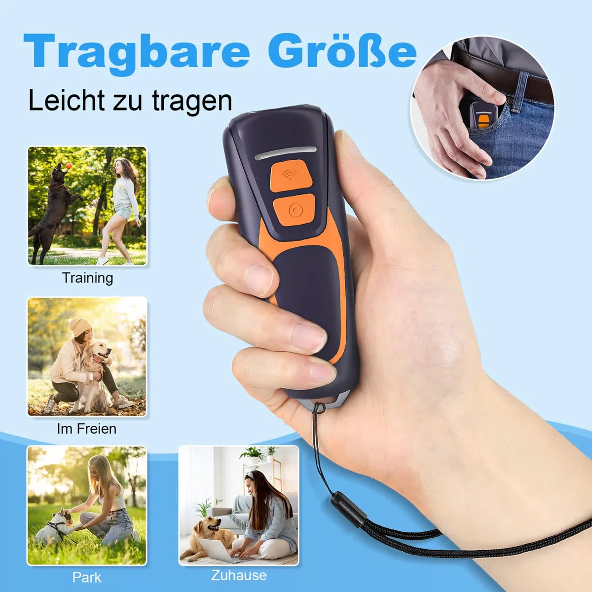 Dispositivo antiladridos para Perros, Dispositivo disuasorio ultrasónico antiladridos para Perros, 26072201 from de Black | Entrenamiento humano para perros sin choque,Dos modos ultrasónicos,Hasta 15 m de alcance,USB-C recargable,Compacto y portátil