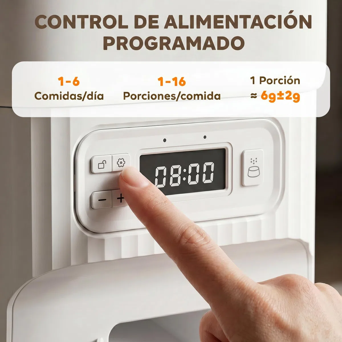 PawHut Comedero Gato Automático 4L para Gatos/Perros Antiatascos Blanco