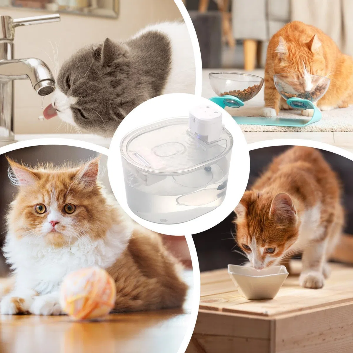 Fuentes para Gatos Dispensador Silencioso Recargable con Sensor 3L | Fuente de Agua Inalámbrica Gatos Bebedero de Mesa y Escritorio, Cachorros, , Perros y Mascotas de Interior
