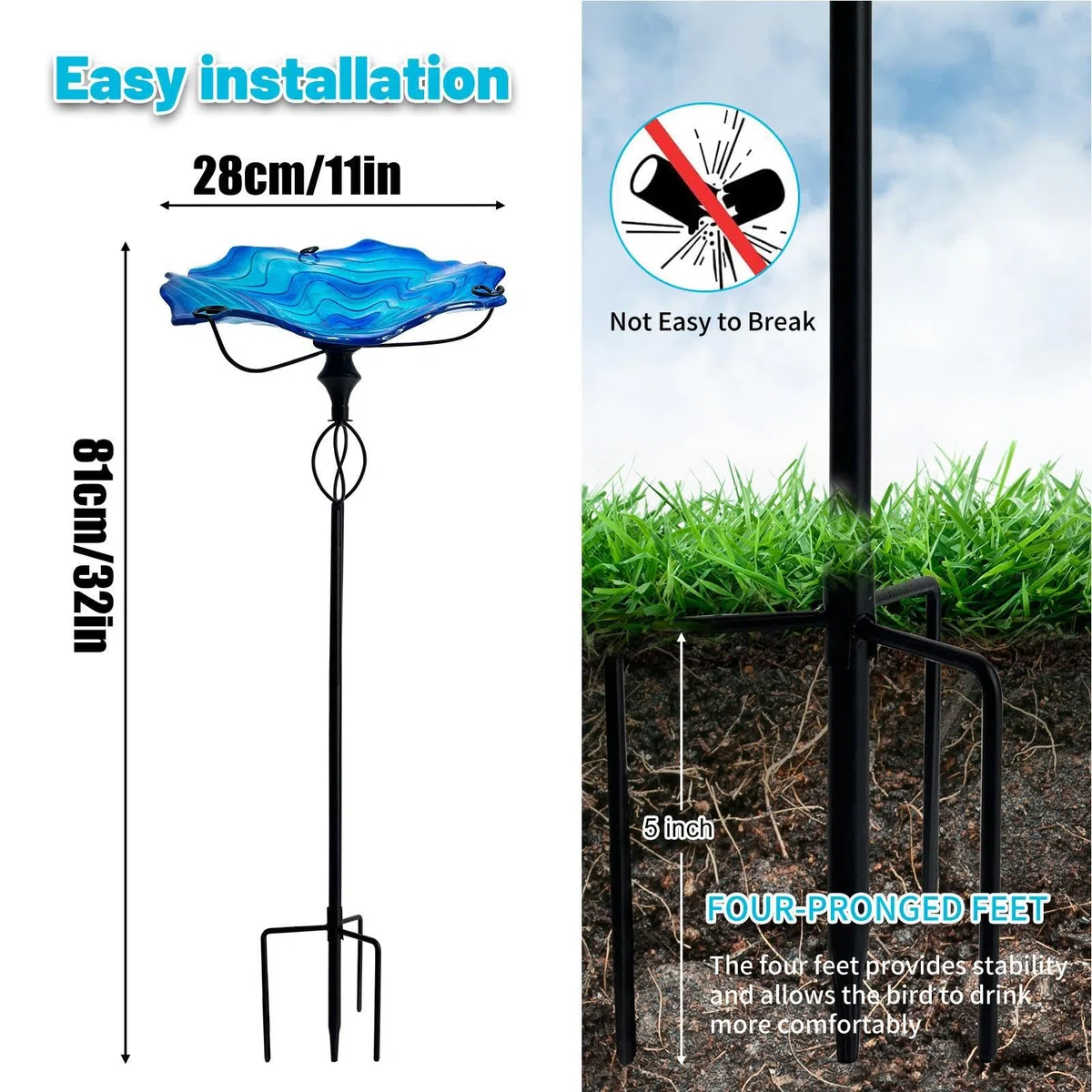 Bebedero para Aves de Exterior 81 cm Resistente y Duradero Accesorio Estilo | Fuente de Agua Para Pájaros para Alimentación de Loros Periquitos Aviarios Jardín Patio Parque y