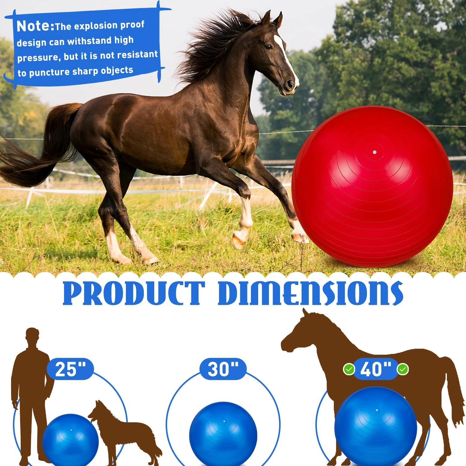 Sotiff 2 Pelotas de fútbol Gigantes de 40 Pulgadas para Jugar a Caballos Grandes, Color Azul y Rojo