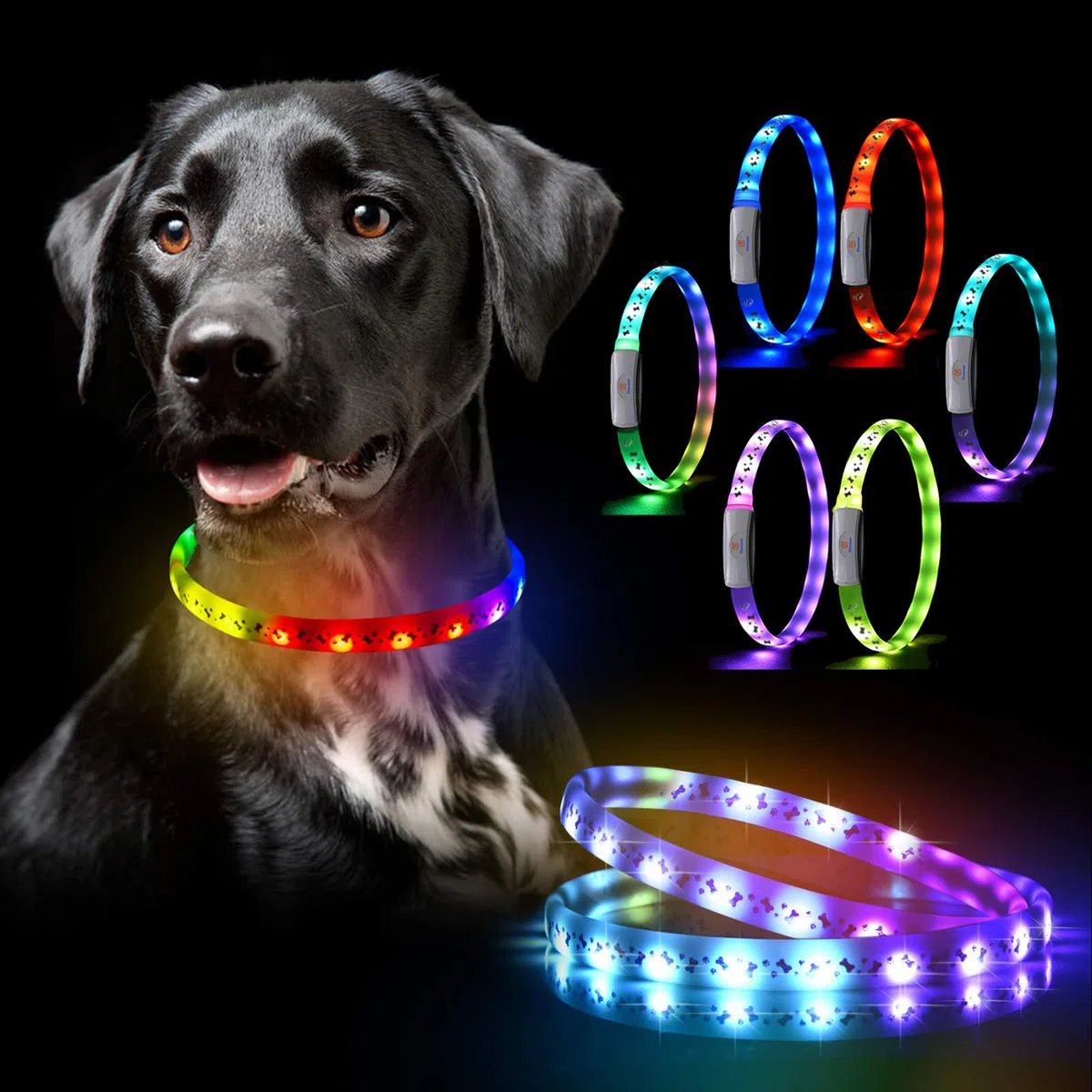 GS GLOWSEEN - Collar para perro con luz LED, color cambiable, Talla única, Un tamaño
