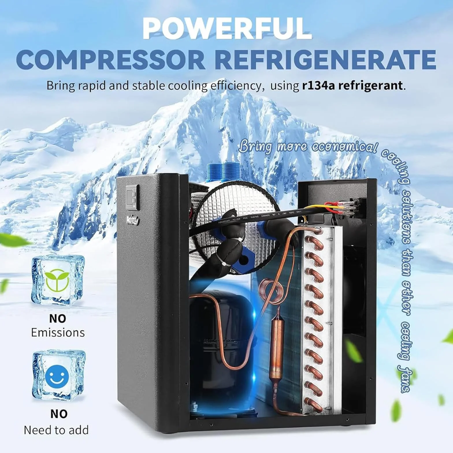 Enfriador para Acuario, diseño silencioso Especial, Enfriador de baño de Hielo para ajolotes de Agua Salada y Dulce y Medusas de Coral, fácil de Usar 160L/42gal