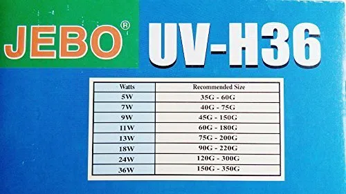 Marine Color 36w Ultravioleta esterilizador Ultravioleta, para de Aqaurium y Filtro para Estanque, Need Trabajar con Bomba