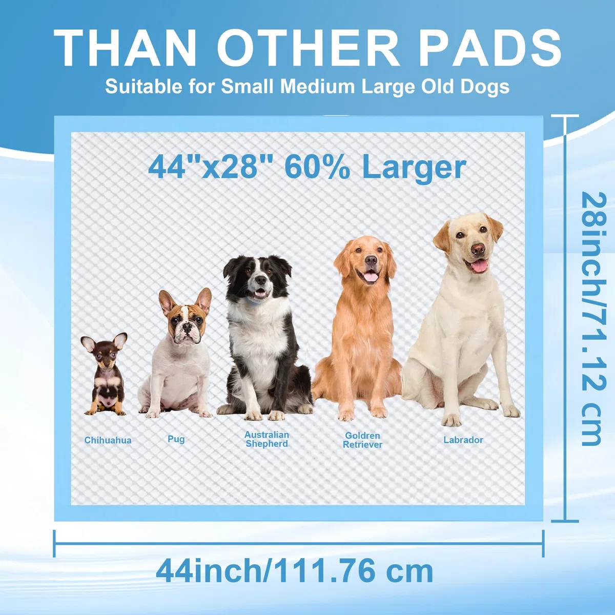 Almohadillas para orina para Perros, 28 x 44 Pulgadas, 100 Unidades, Almohadillas para orina de Perro, Extra Grandes, a Prueba de Fugas y súper absorbentes, Almohadillas Desechables Gruesas para