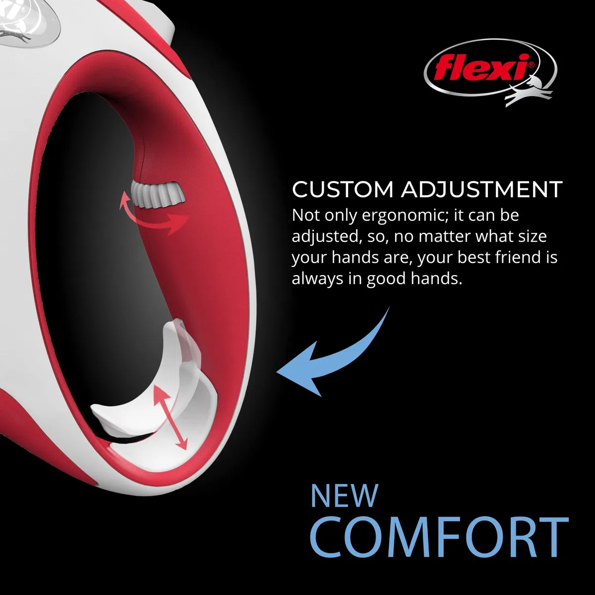 flexi New Comfort - Correa retráctil para Perro (Cinta), para Perros de hasta 132 Libras, 26 pies, Grande, Rojo/Pastel