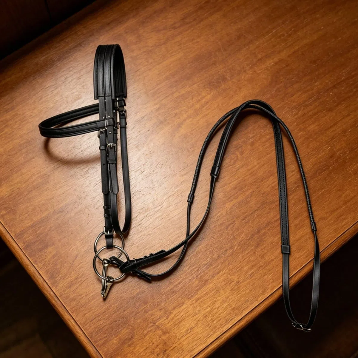 Brida para Caballo Resistente Equipo Ecuestre Cabezada Ajustable y Antideslizantes de PVC Adecuado para Entrenamiento Competición y, Negro