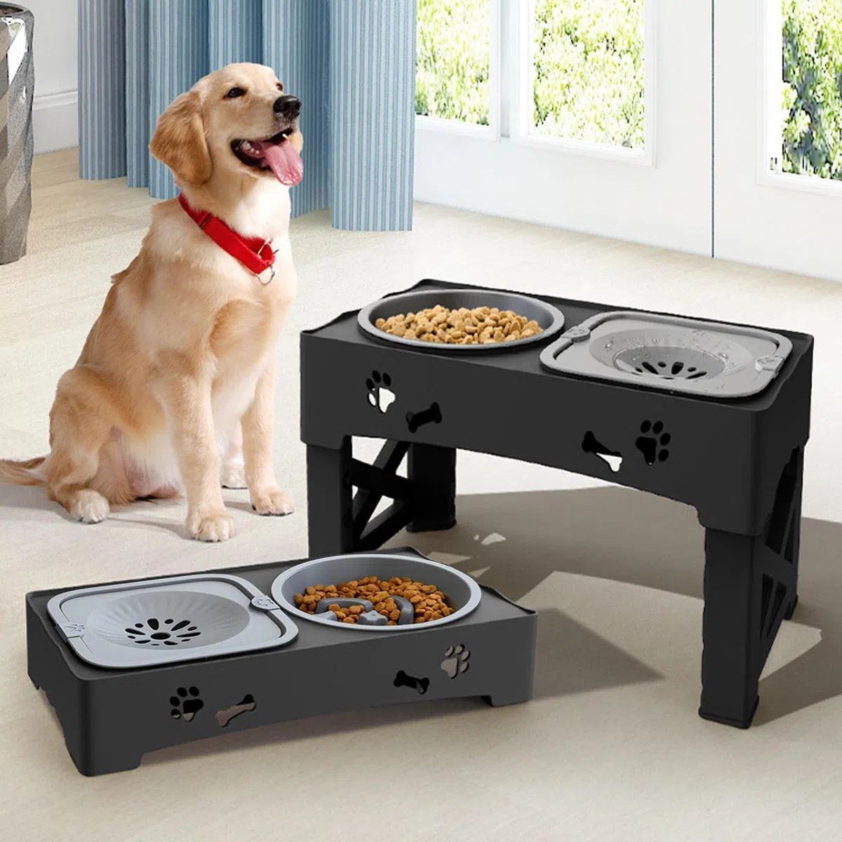 Elevado De Perros Bebedero Antiderrame De Altura Ajustable
