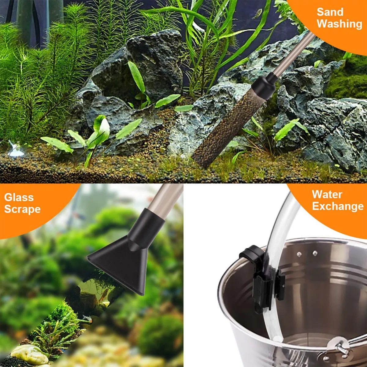 Cambio de agua semiautomático para acuarios, acuarios, gravas, sifones