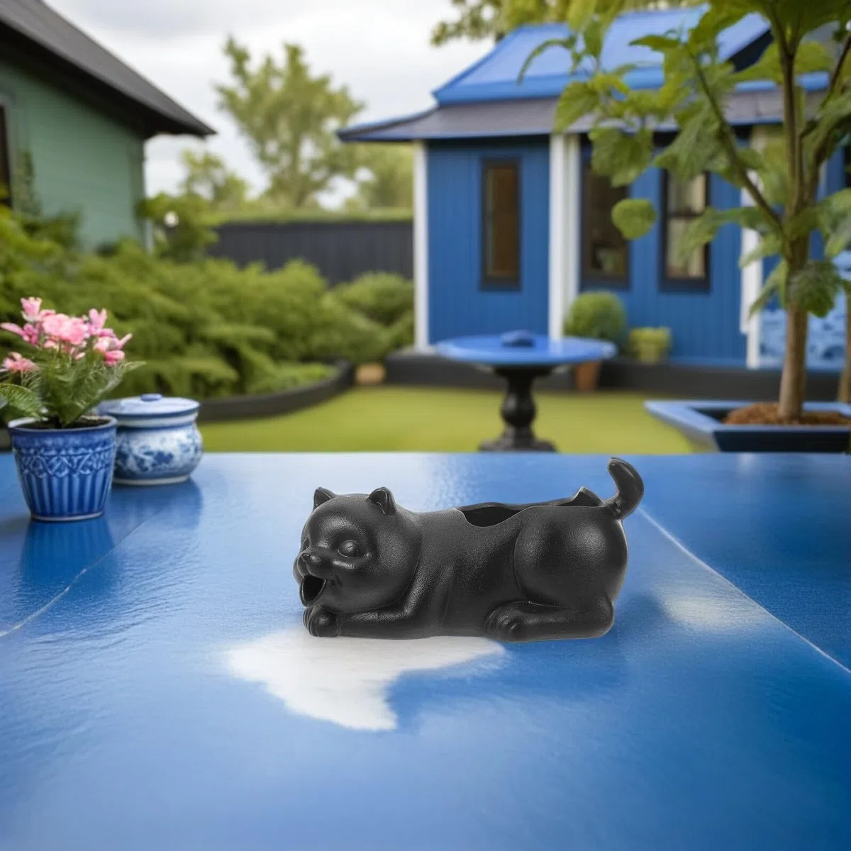 Decoración de Acuario Cerámica con Figura de Gato Negro Fuente de Agua para Estanques y Acuarios Accesorio Ornamental para Paisaje de Jardín y Mejora de Oxigenación de Agua Dulce