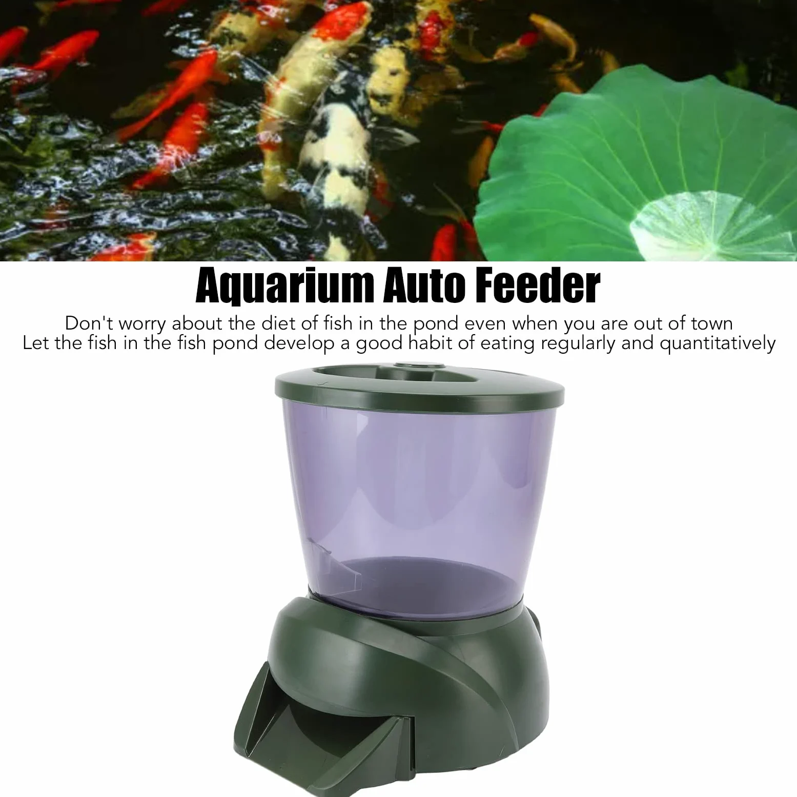 Alimentador Automático de Peces, Pantalla LCD de 4,25 L, Temporizador Programable con Porciones Ajustables para Pecera, Estanque y Acuario
