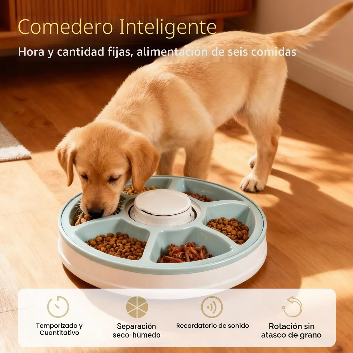 PORFOYO Comedero Automático Para Gatos Con Refrigeración, Alimentador Inalámbrico Con Batería Y Temporizador, Dispensador De Comida Seca Y Húmeda Con Pantalla LCD, 6 Compartimentos