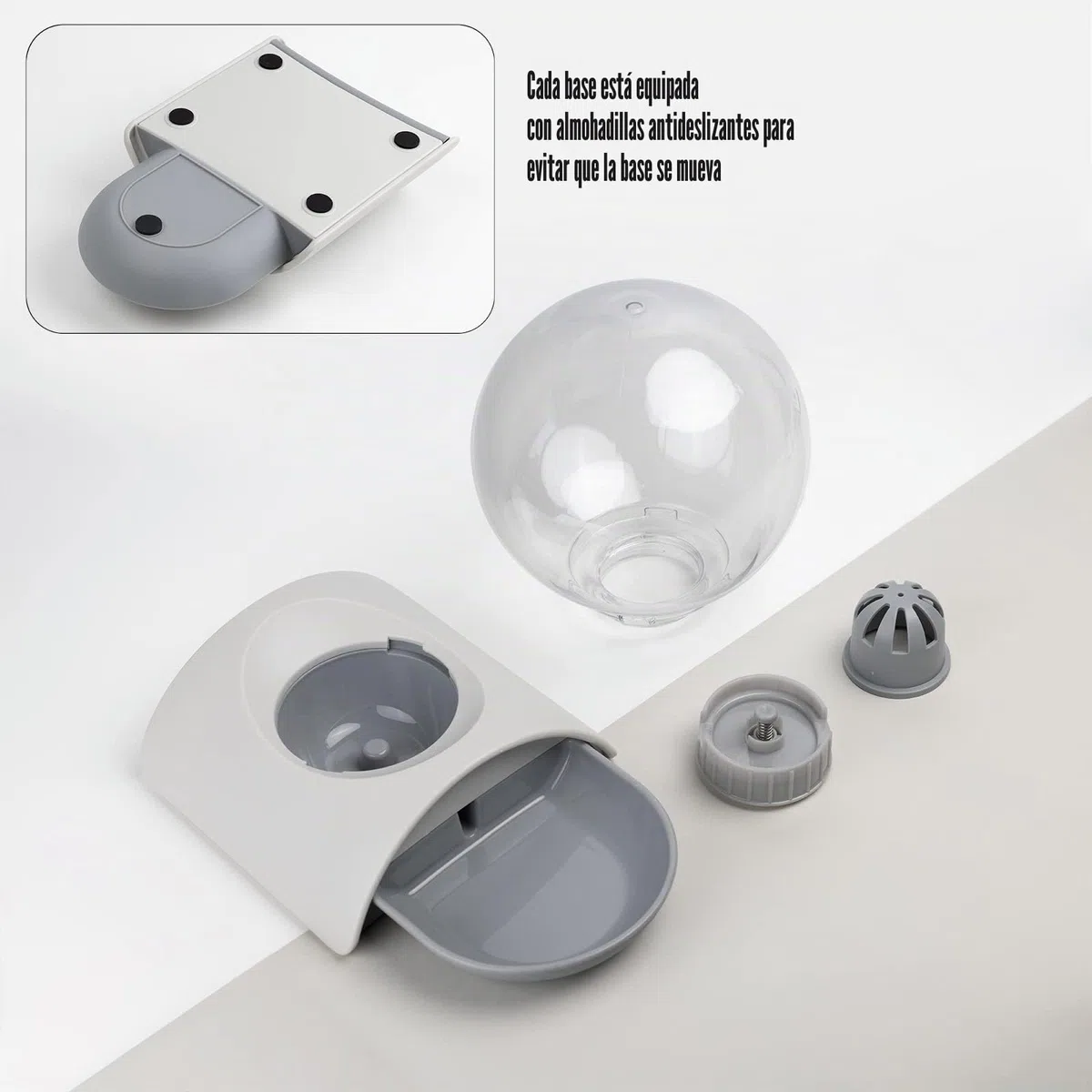 Dispensador de Agua para Mascotas, dispensador automático de Agua de Gravedad de 2.8 L para Gatos, Perros y Conejos, comedero Desmontable para Platos de Agua para Gatos y Perros con Burbuja