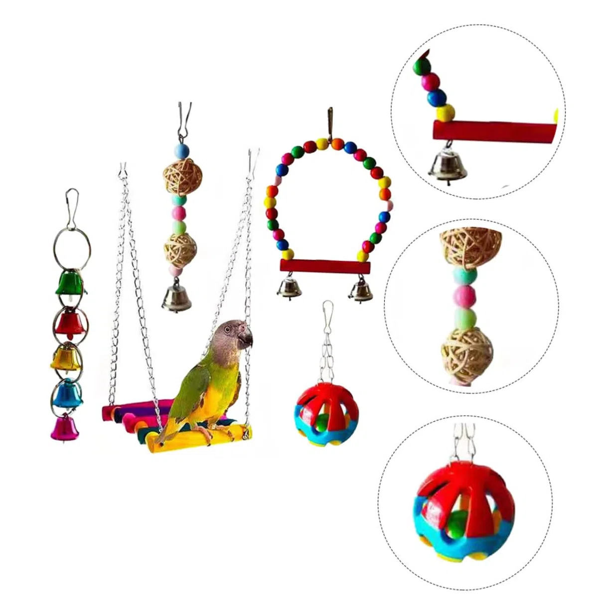 5 Piezas Juguetes para Pájaros Material Natural y Duradero Juego para Masticar y Desarrollar Inteligencia de Loros y Aves Pequeñas Ligero y Portátil