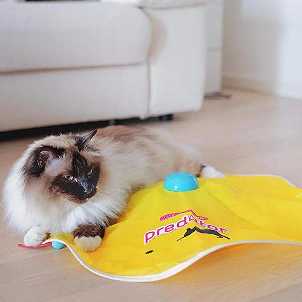 Ferplast Juguete para Gatos Predator, Juguete electrónico Interactivo para Gatos, Disco Giratorio, Que simula la Cola de un ratón moviéndose, Cuatro velocidades, Ø 61 x 8 cm