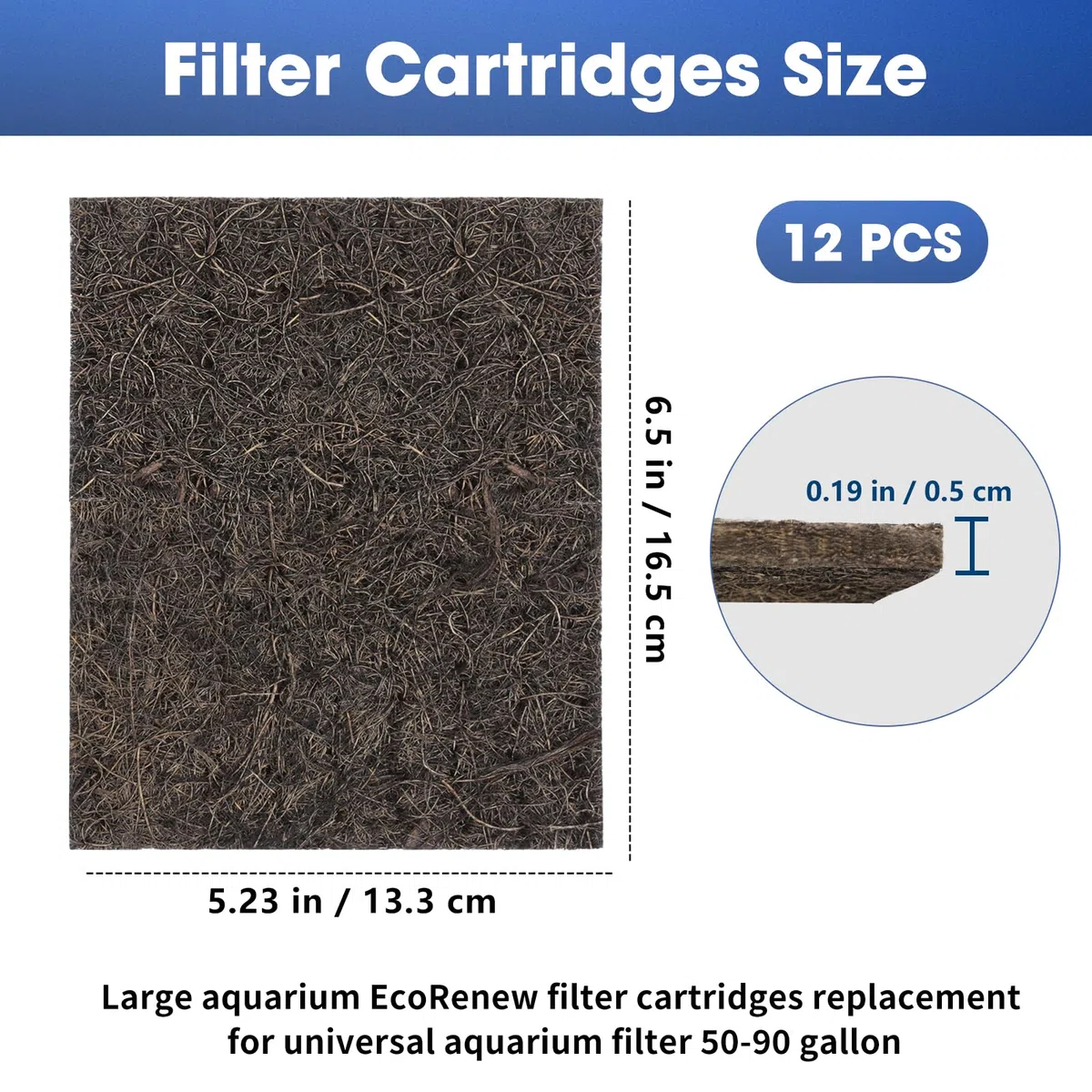 ENLOY EcoRenew - Cartuchos de filtro grandes de repuesto para filtro de alimentación Aqueon SmartClean de 50-90 galones, filtro de tanque de peces con carbón activado, se adapta a acuarios de agua