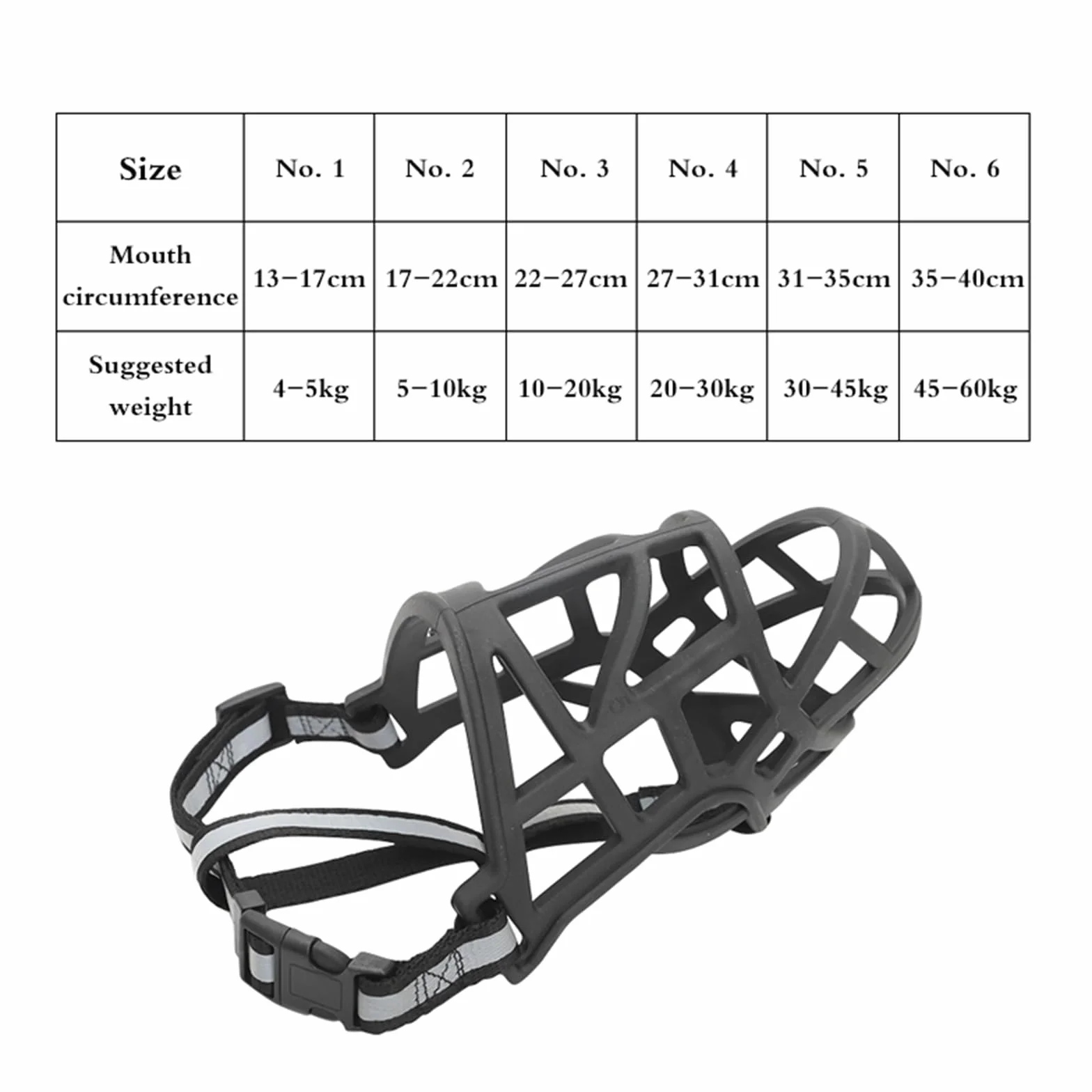 Bozal para Perros, Bozal Transpirable for Perros, bozal for Que Evita mordeduras, Ajustable, diseño de Apertura Frontal, Permite jadear y Beber(Black Reflective Tape,No. 5)
